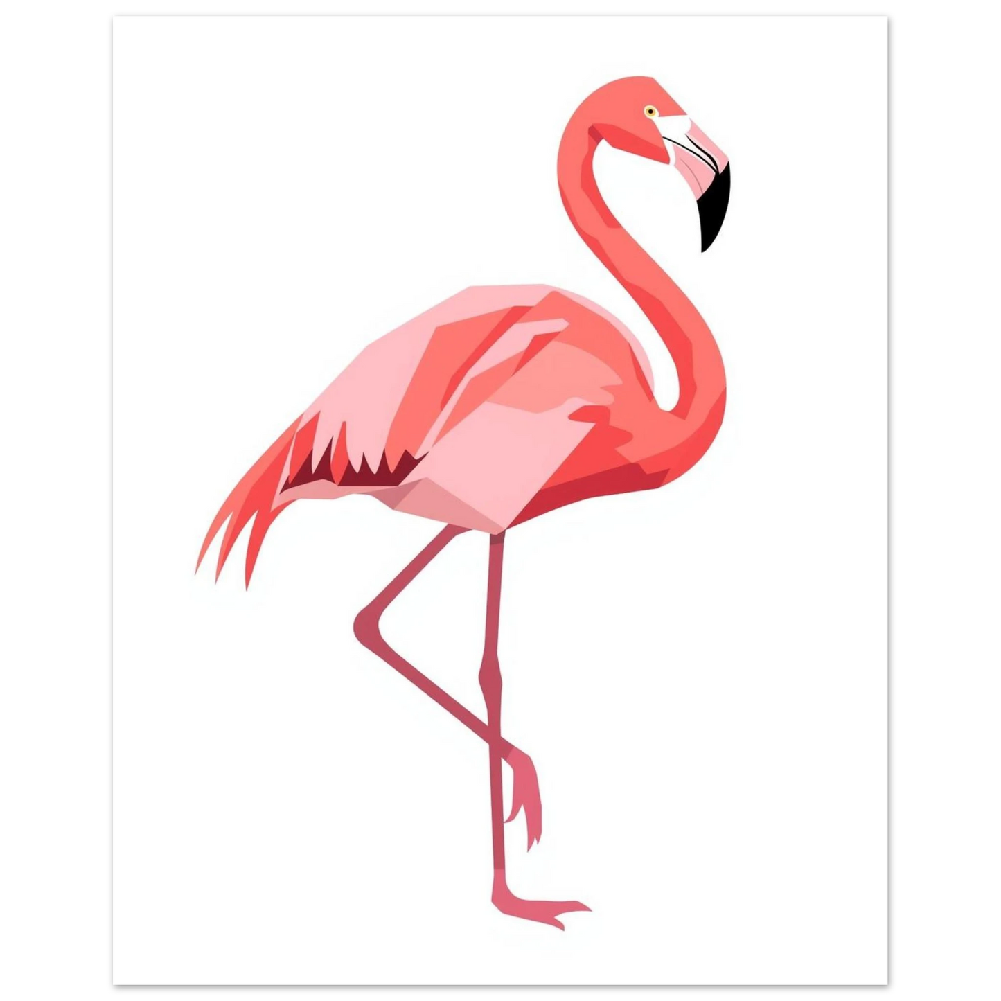 Minimalistiskt djurmotiv av en flamingo med grafiska detaljer och rena linjer
