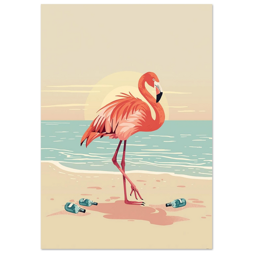 Poster - Flamingo vid havets rand