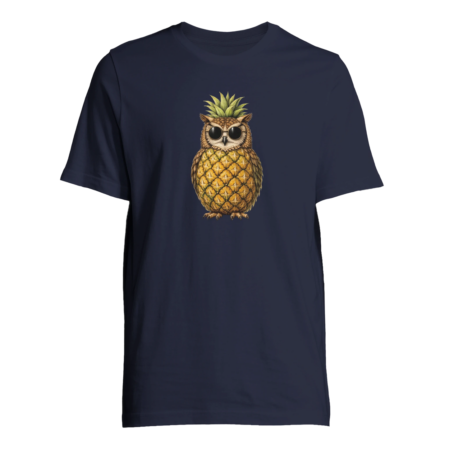 Uggla i ananasform på marinblå t-shirt – Tecknad t-shirt
