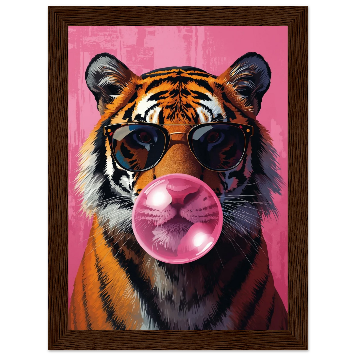 Inredningsdetalj med färgstarkt tigermotiv i lekfull miljö – Tecknad poster