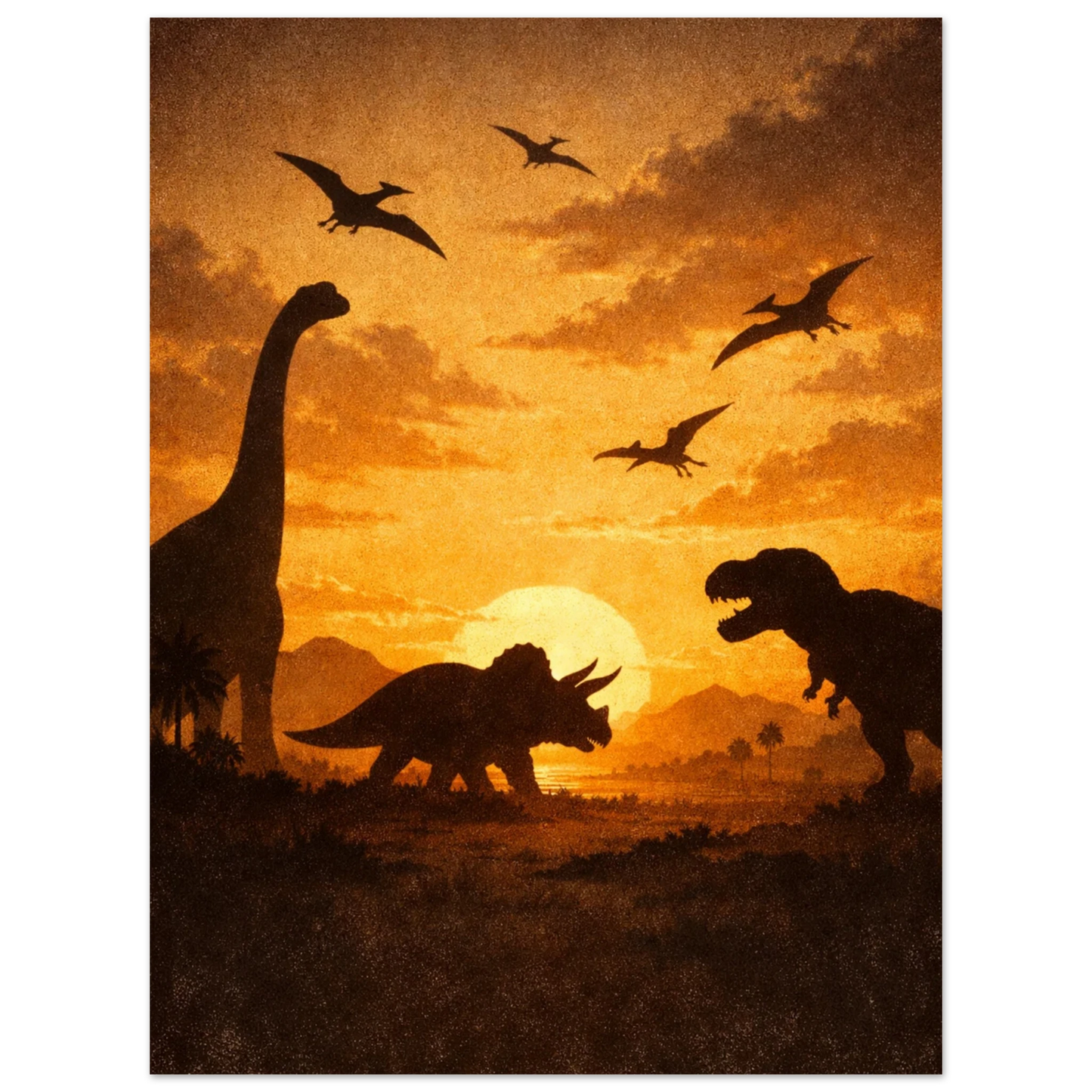 Flygödlor och dinosaurier i ett förlorat paradis – Retro poster