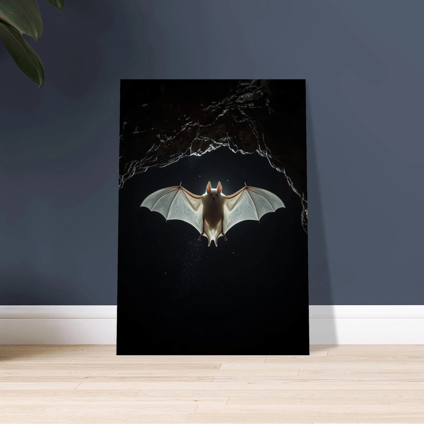 Albino fladdermus i mörk grotta, mystisk nattlig varelse