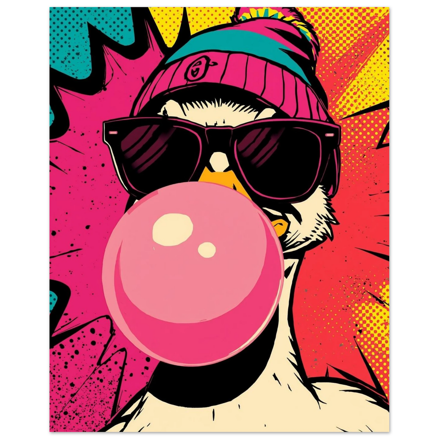 Modern popkulturell poster av en anka med solglasögon – Tecknad poster