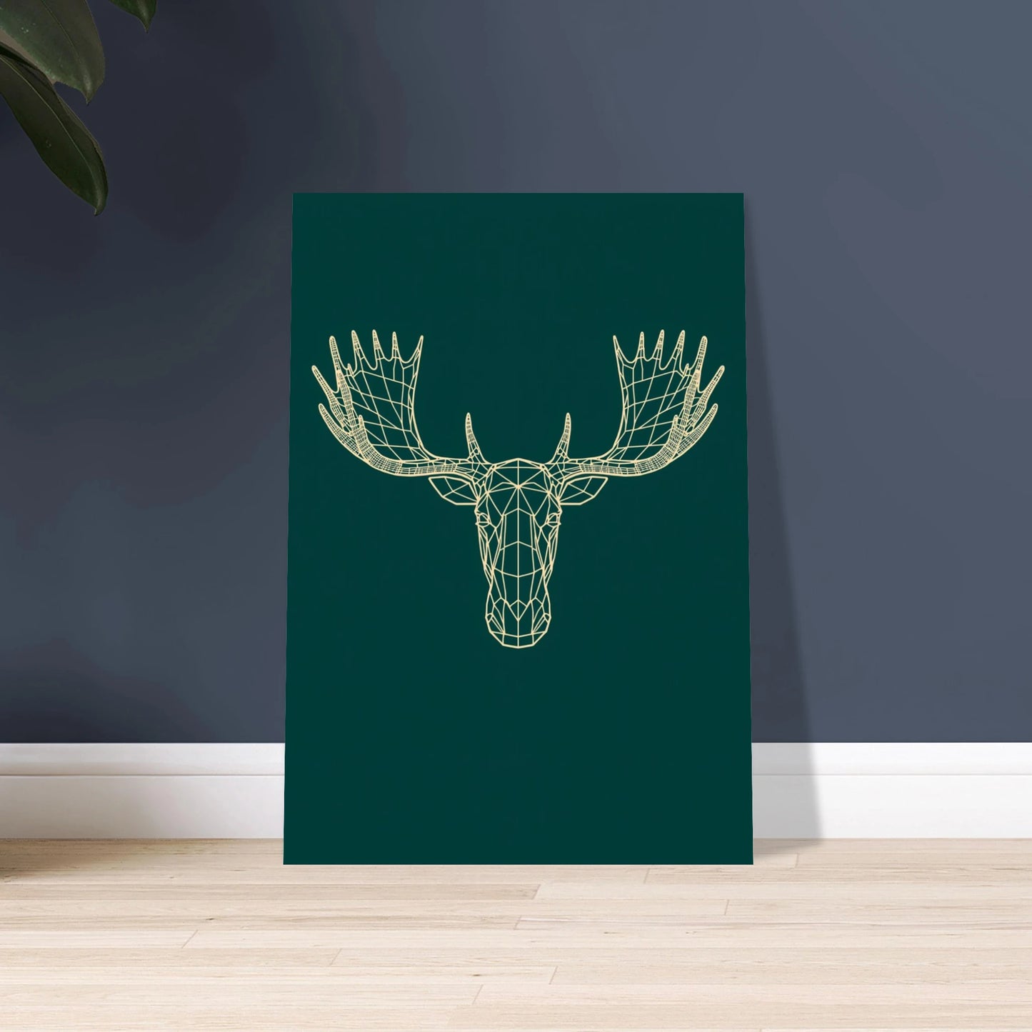 Stiliserad älg i geometrisk linjekonst, modern djurposter