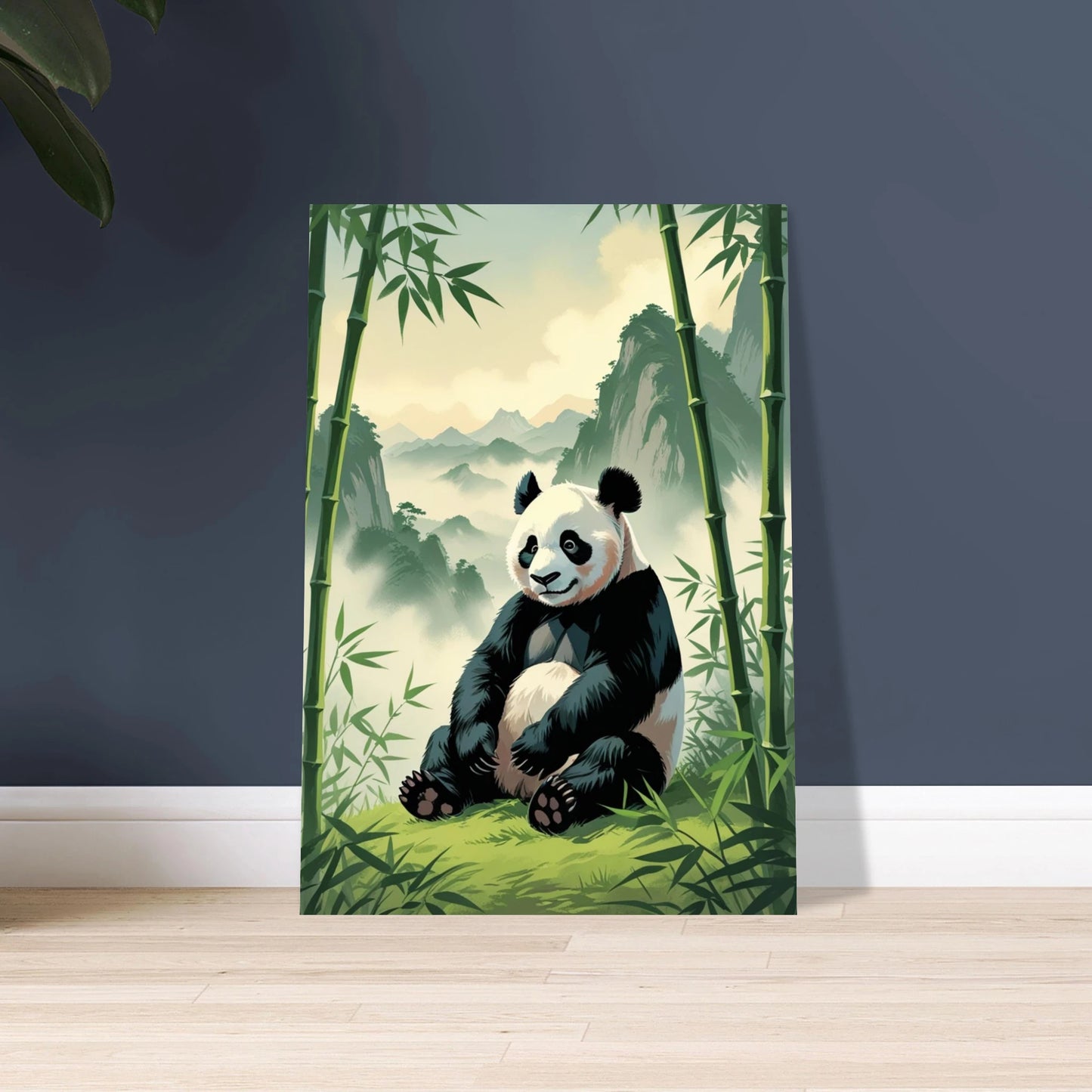 Panda i bambuskog, lugn och fridfull naturillustration