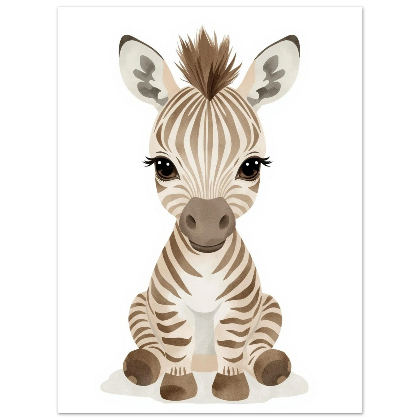 Söt djurposter föreställande en zebra i varma jordnära toner