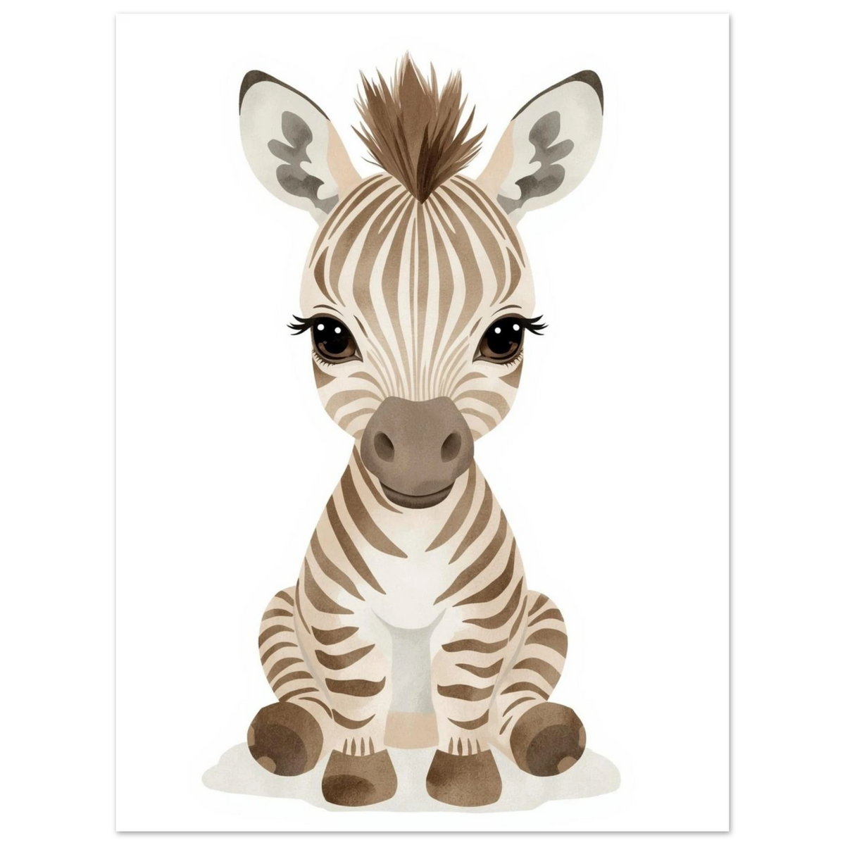 Söt djurposter föreställande en zebra i varma jordnära toner