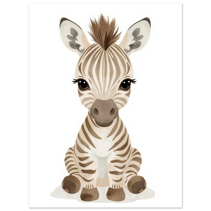 Söt djurposter föreställande en zebra i varma jordnära toner
