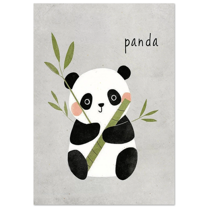 Söt panda med bambu på grå bakgrund – barnposter