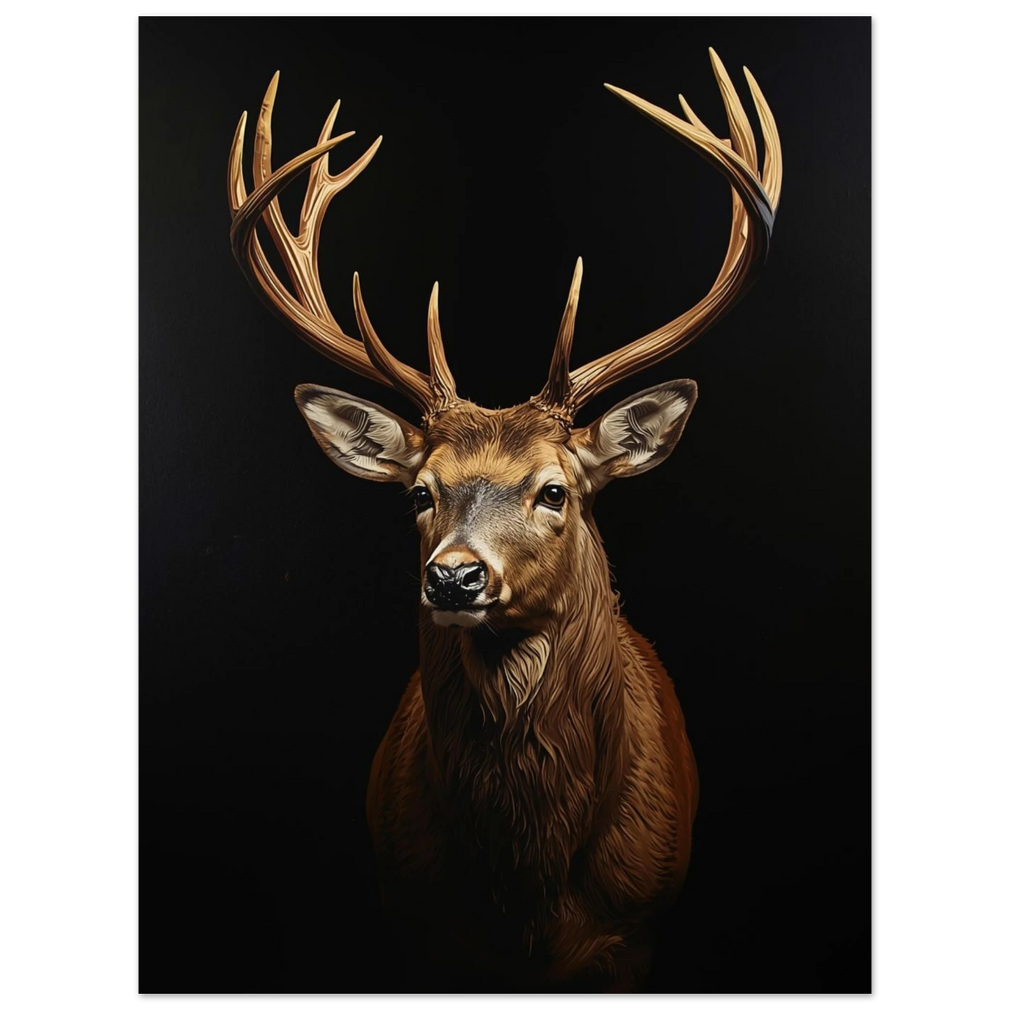 Majestätisk hjortposter med fokus på hornen, elegant stilren väggkonst