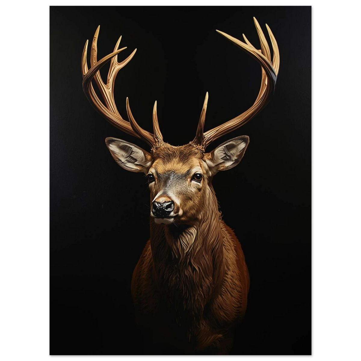 Majestätisk hjortposter med fokus på hornen, elegant stilren väggkonst