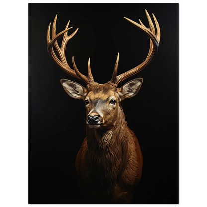 Majestätisk hjortposter med fokus på hornen, elegant stilren väggkonst