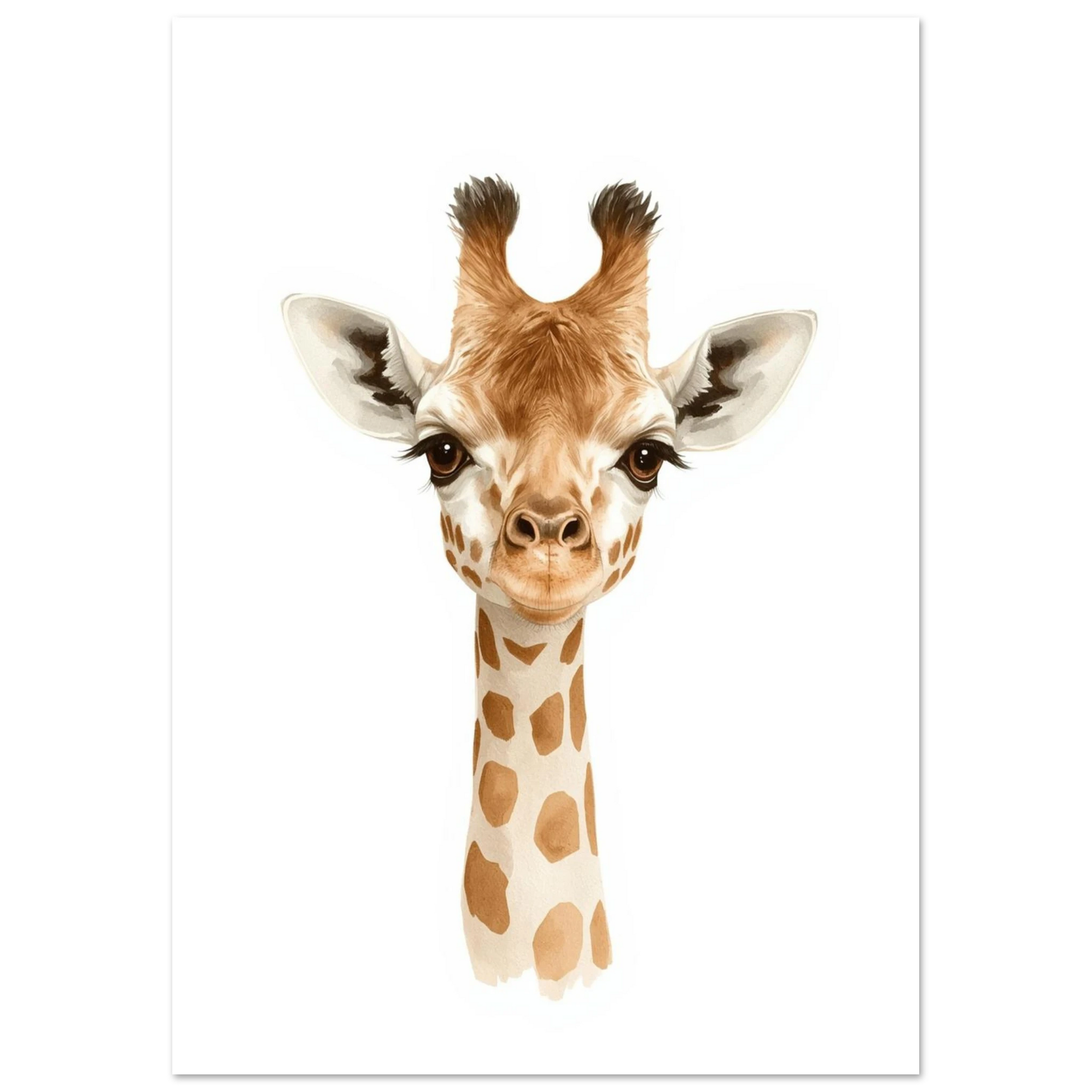 Digital akvarellmålning av en giraff med bruna fläckar