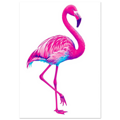 Stolt flamingo i neonrosa och turkosa toner – modern pop art poster