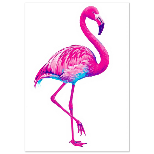 Stolt flamingo i neonrosa och turkosa toner – modern pop art poster