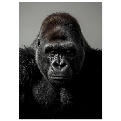 Detaljrikt porträtt av en gorilla med fokus på ögonen
