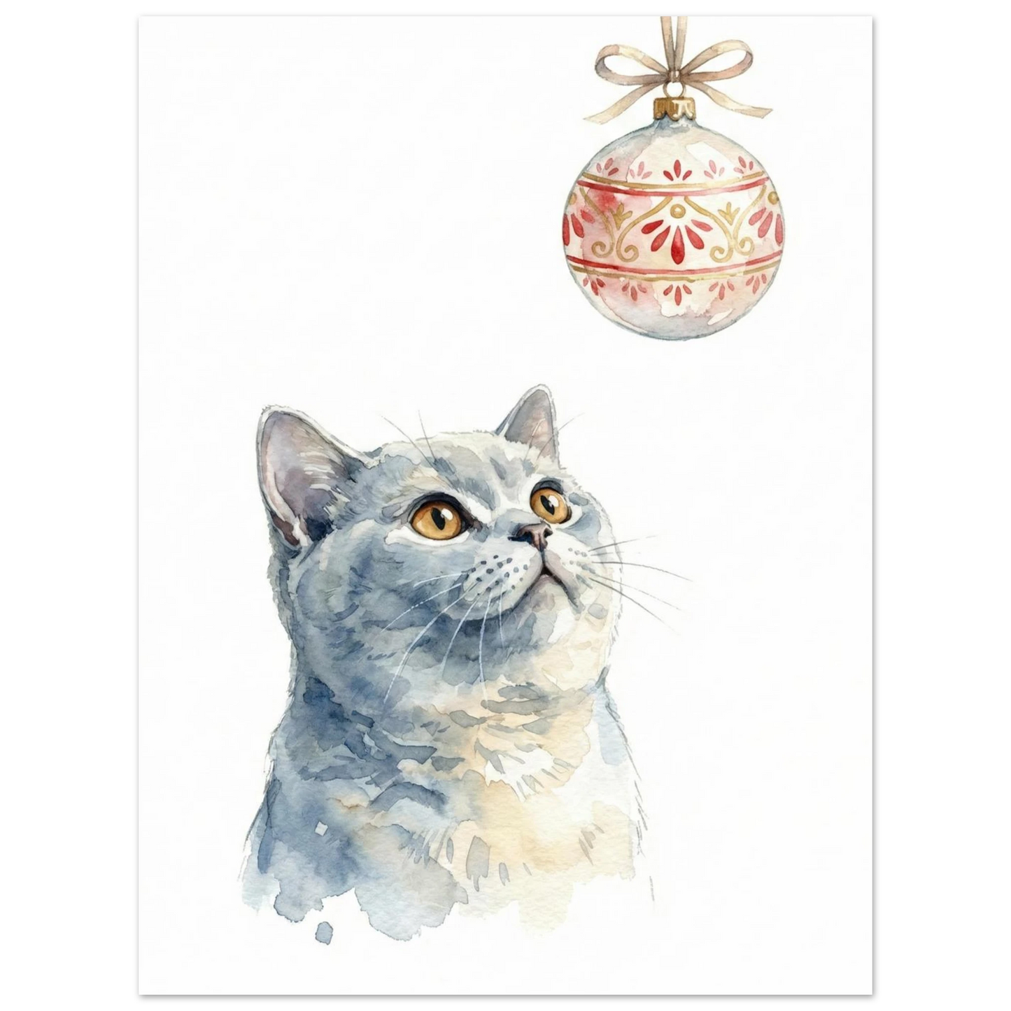 Detaljerad illustration av en brittisk korthårig katt med bärnstensfärgade ögon