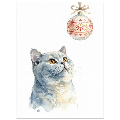 Detaljerad illustration av en brittisk korthårig katt med bärnstensfärgade ögon