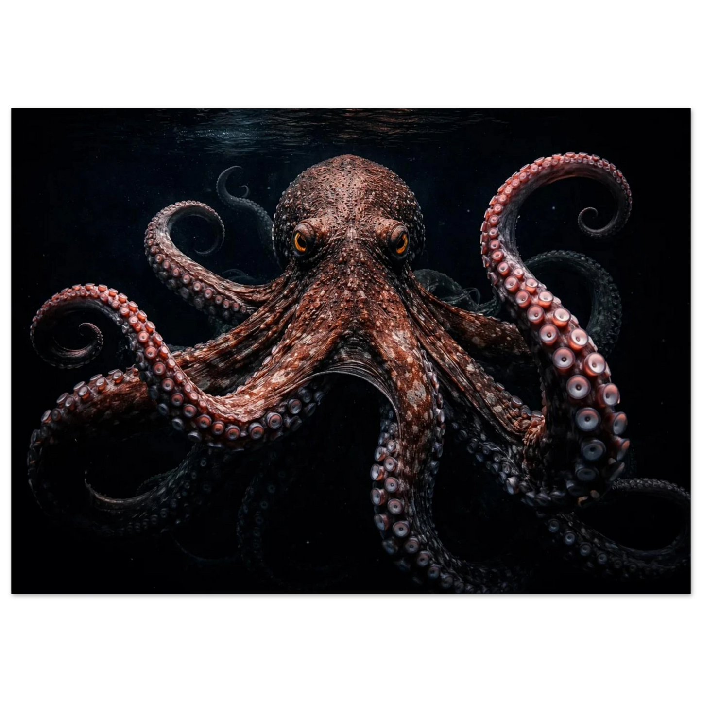 Kraken framträdande från djupet med intrikata detaljer på huden – Målad poster