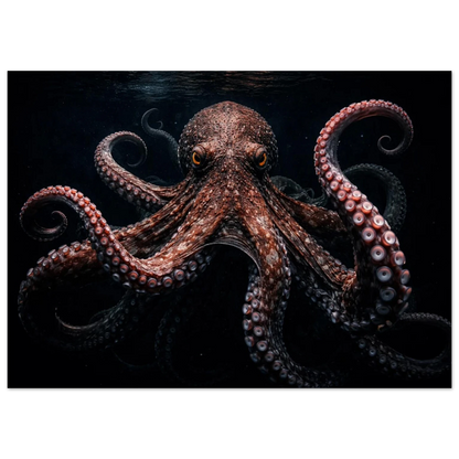 Kraken framträdande från djupet med intrikata detaljer på huden – Målad poster