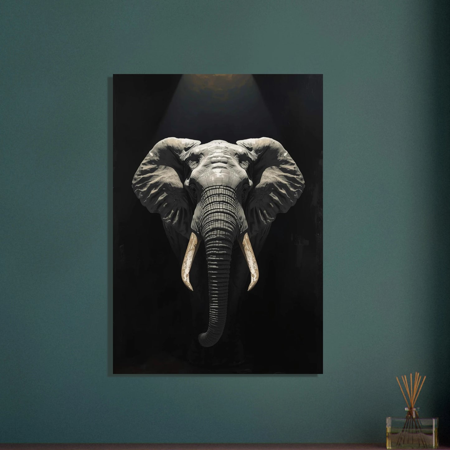 Majestätisk elefant i impasto-stil, kraftfull och stämningsfull konst.