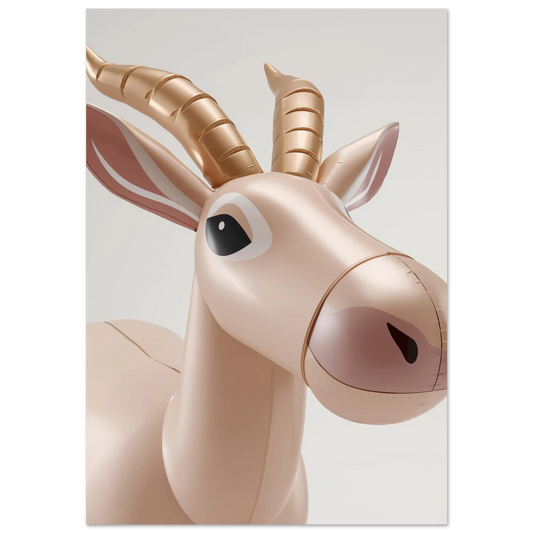 Digital illustration av en saigaantilop med glansig finish och guldiga horn