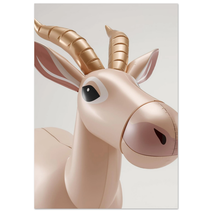 Digital illustration av en saigaantilop med glansig finish och guldiga horn