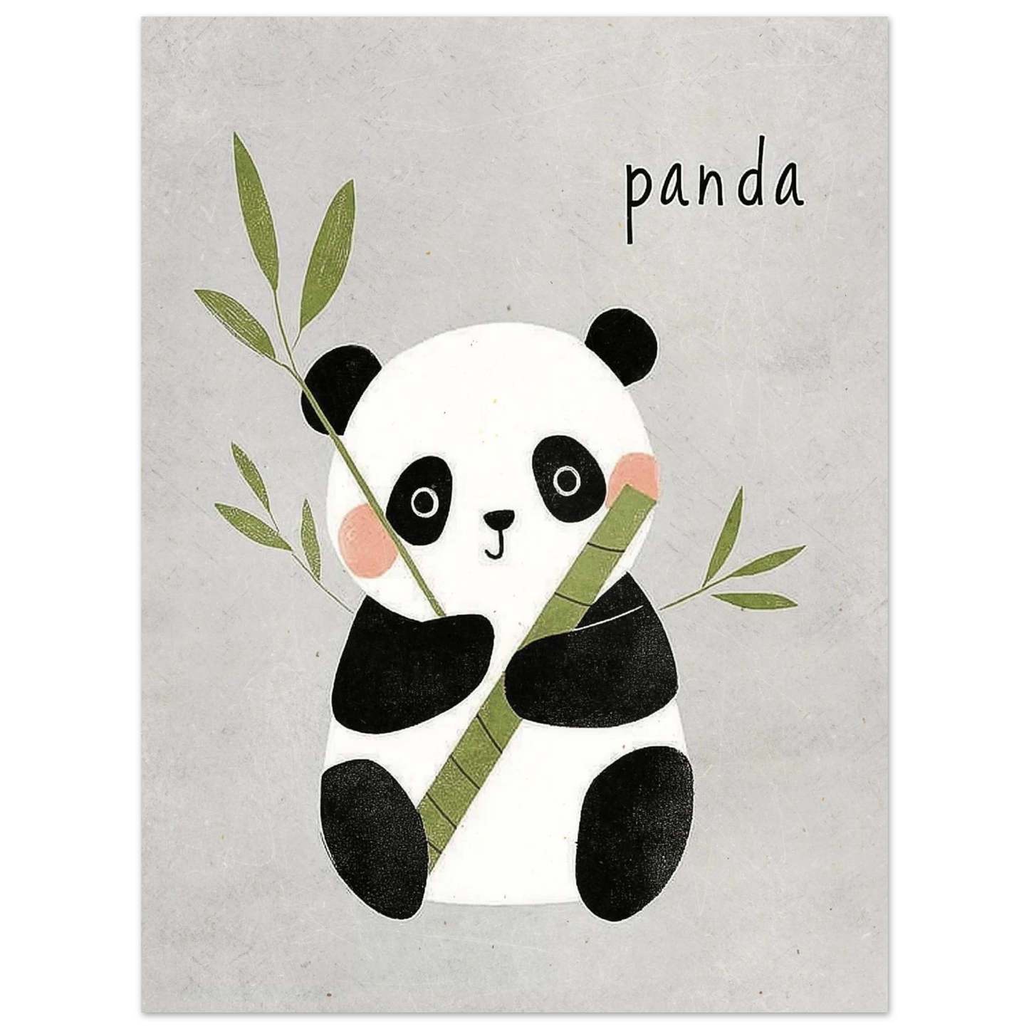 Lekfull djurposter föreställande en panda som äter bambu