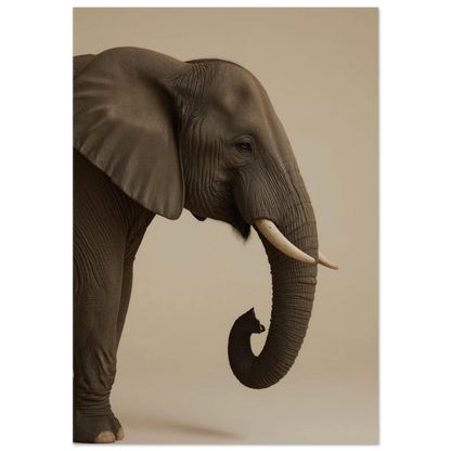 Närbild av afrikansk elefant i profil mot beige bakgrund – fotokonst