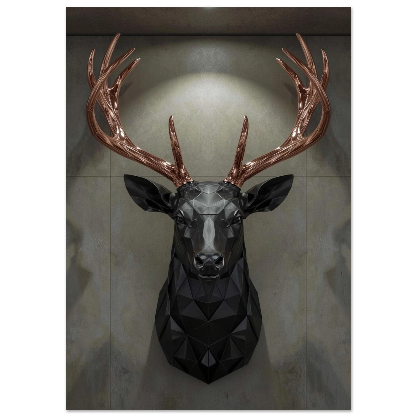 Närbild på 3D-illustrerad hjort med glänsande horn – lyxigt djurmotiv för vägg
