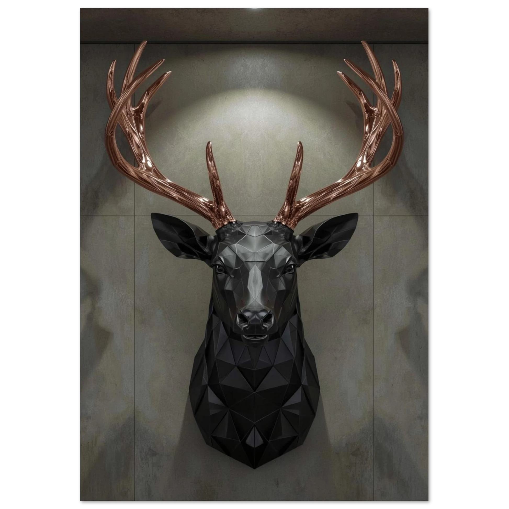 Närbild på 3D-illustrerad hjort med glänsande horn – lyxigt djurmotiv för vägg