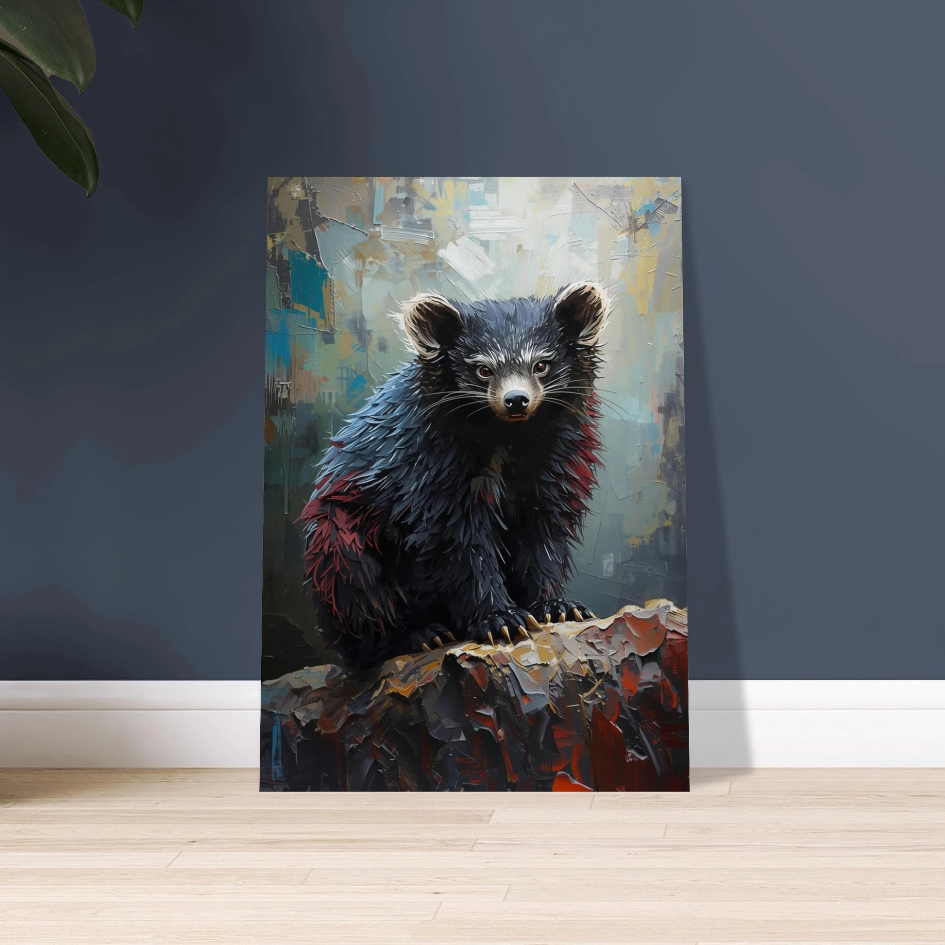 Binturong i texturerad impasto-målning, konstnärlig och stämningsfull.