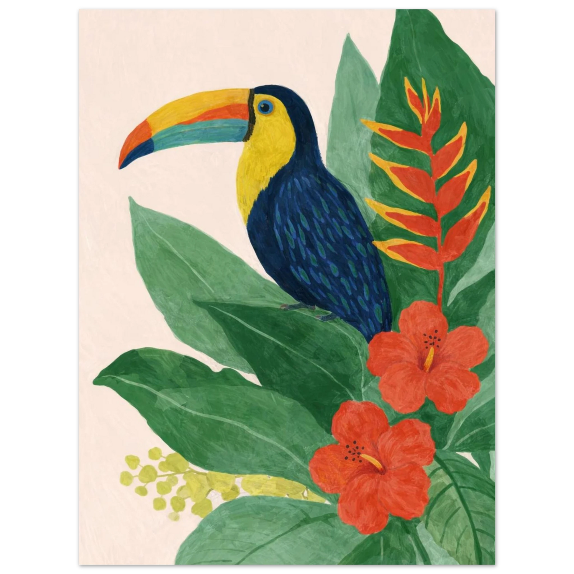 Konstnärlig illustration av en tukan i en harmonisk färgskala – Målad poster