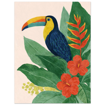 Konstnärlig illustration av en tukan i en harmonisk färgskala – Målad poster
