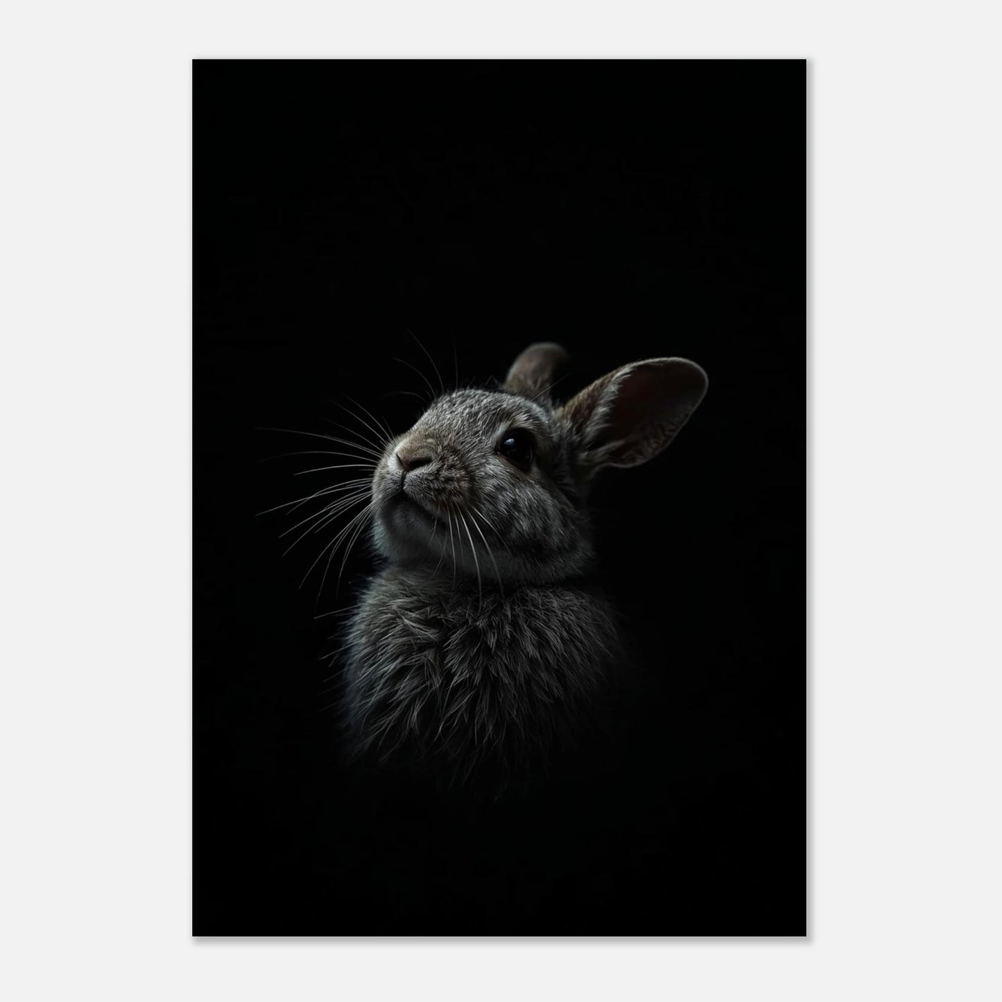 Svartvit-inspirerad färgposter med en liten kanin i fokus – tavla