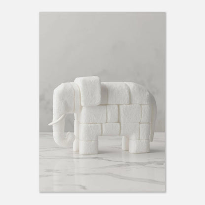 Modern djurposter med sockerelefant, vit minimalistisk design för hemmet
