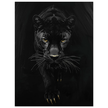 Majestätisk svart panter med intensiva gula ögon – grafiskt print