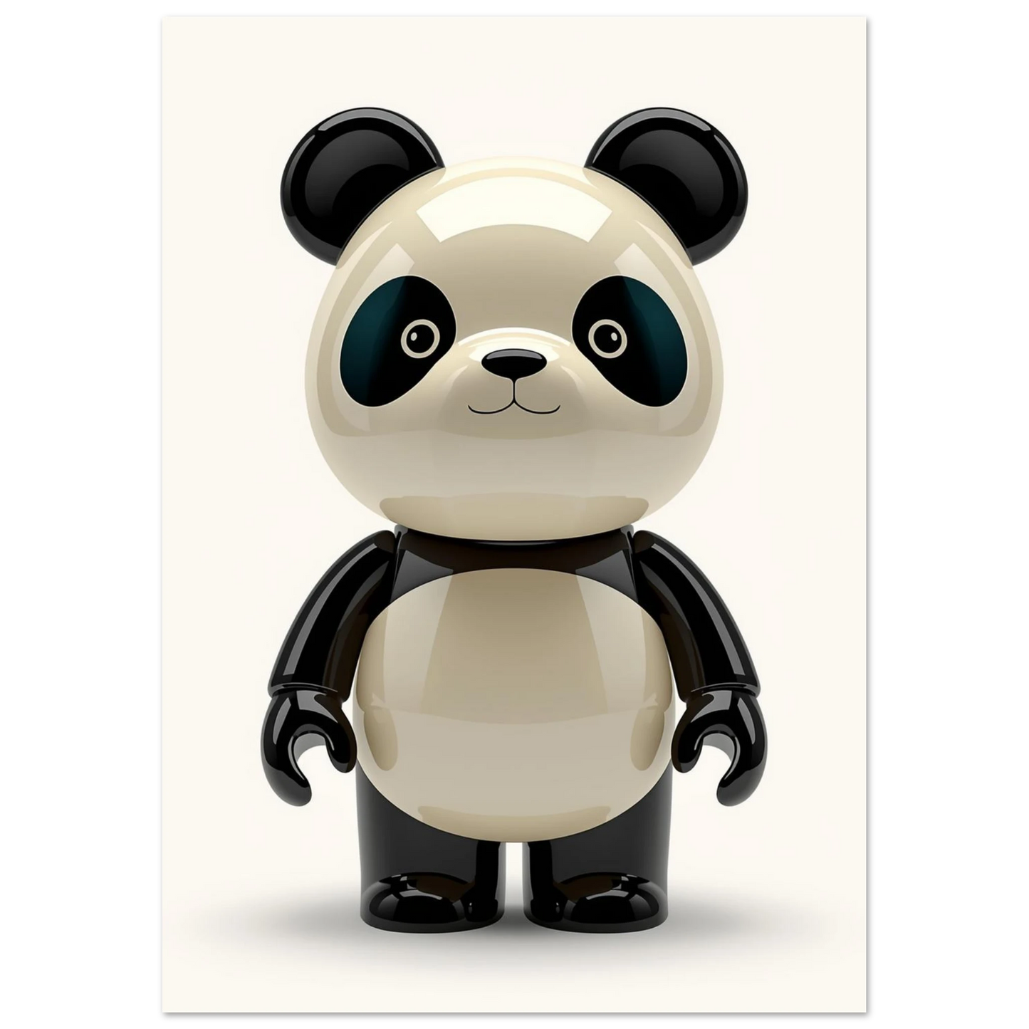 Modern illustration av en söt panda med reflekterande finish – barnrumsposter