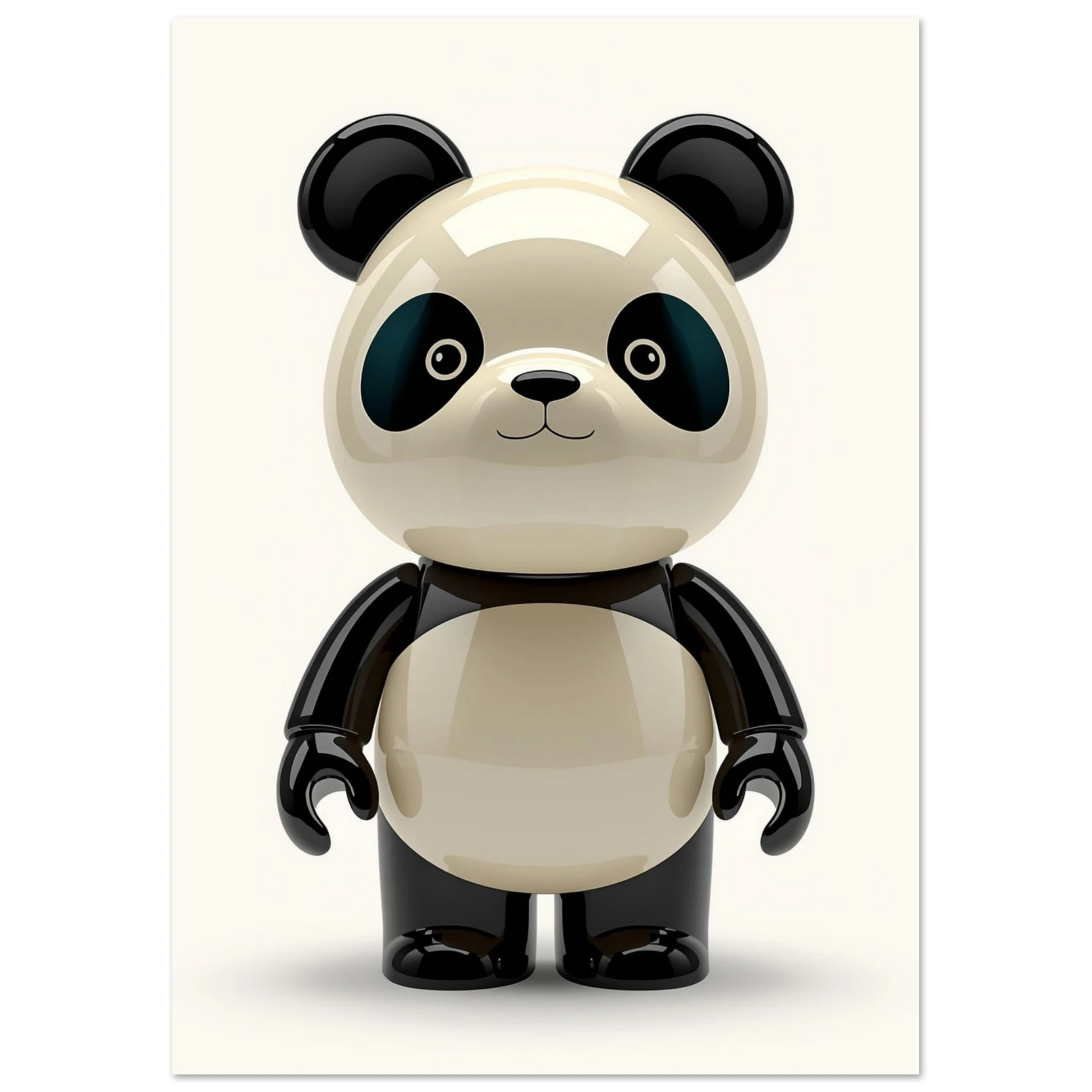 Modern illustration av en söt panda med reflekterande finish – barnrumsposter