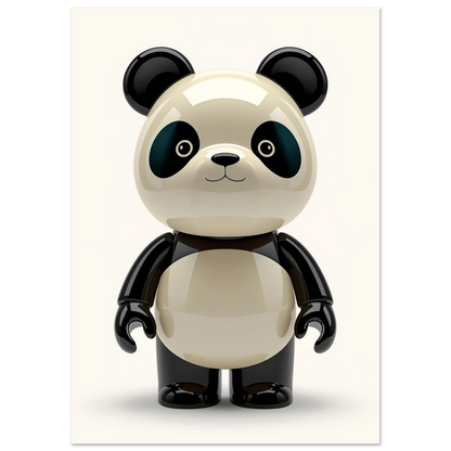 Modern illustration av en söt panda med reflekterande finish – barnrumsposter