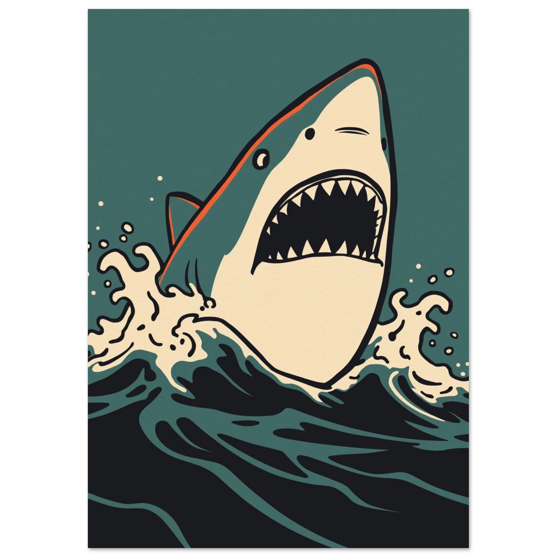 Havets rovdjur i en modern grafisk poster med skarpa linjer