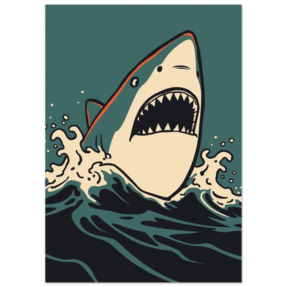 Havets rovdjur i en modern grafisk poster med skarpa linjer