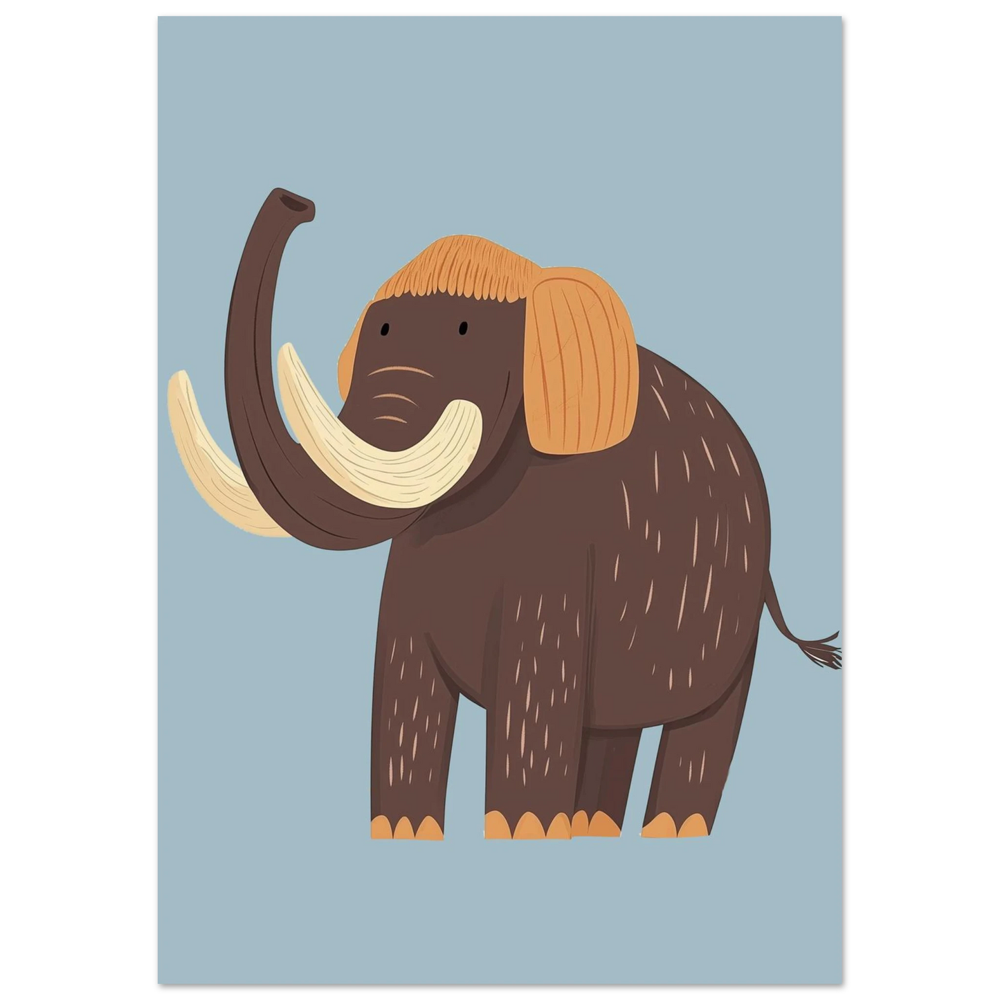 Förhistorisk mammut i lekfull stil för väggdekor i barnrummet