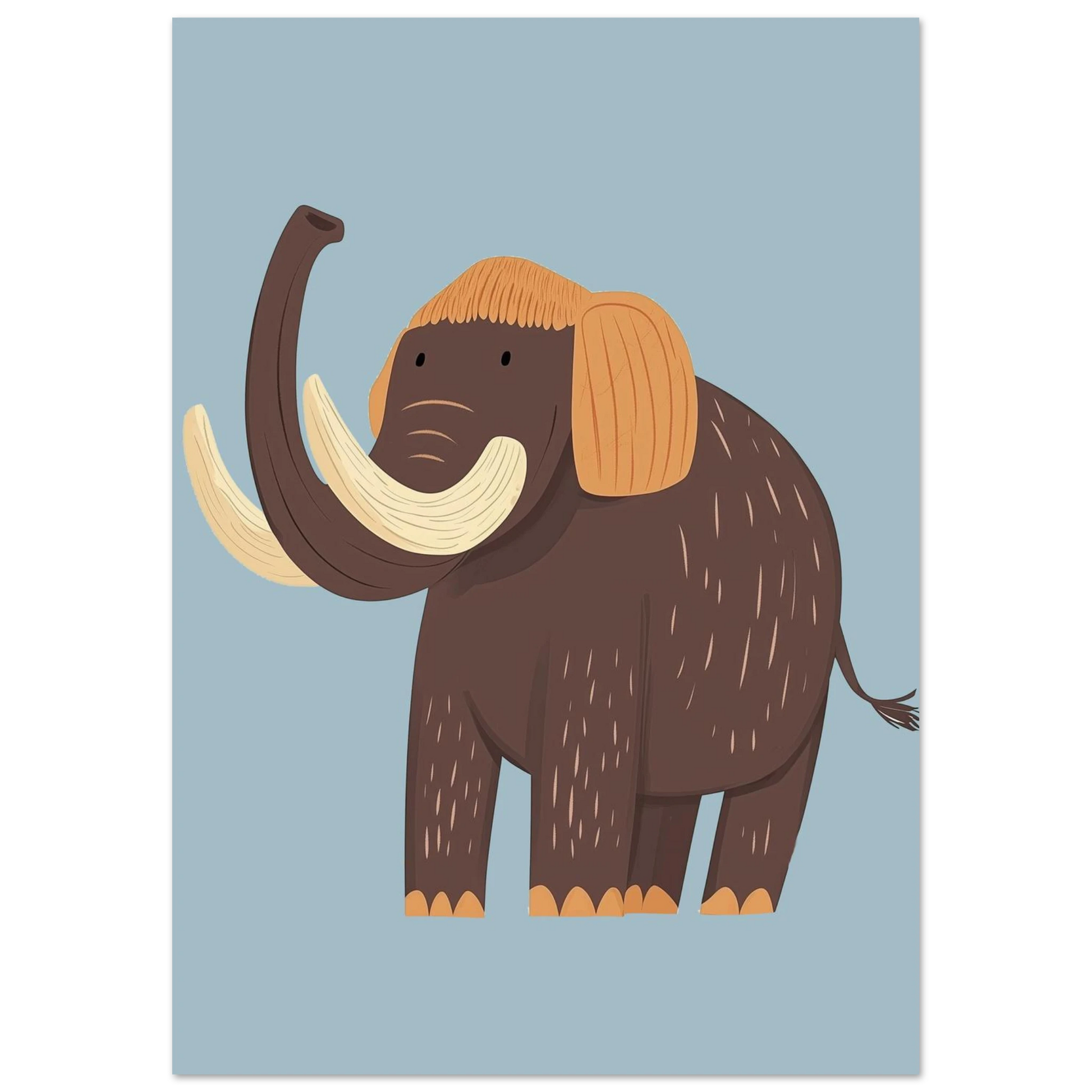 Förhistorisk mammut i lekfull stil för väggdekor i barnrummet