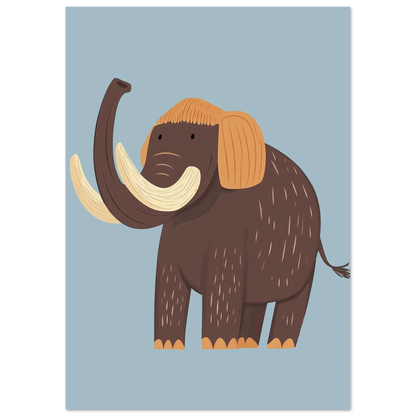 Förhistorisk mammut i lekfull stil för väggdekor i barnrummet