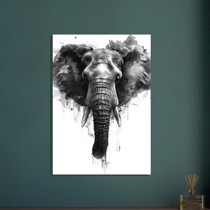 Majestätisk elefant i kolsvart akvarellstil, konstnärligt porträtt.