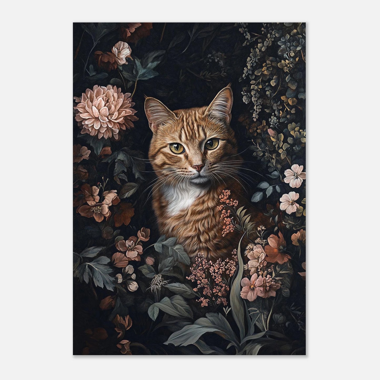 Kattens hemliga trädgård poster med fokus på blick och pälsstruktur