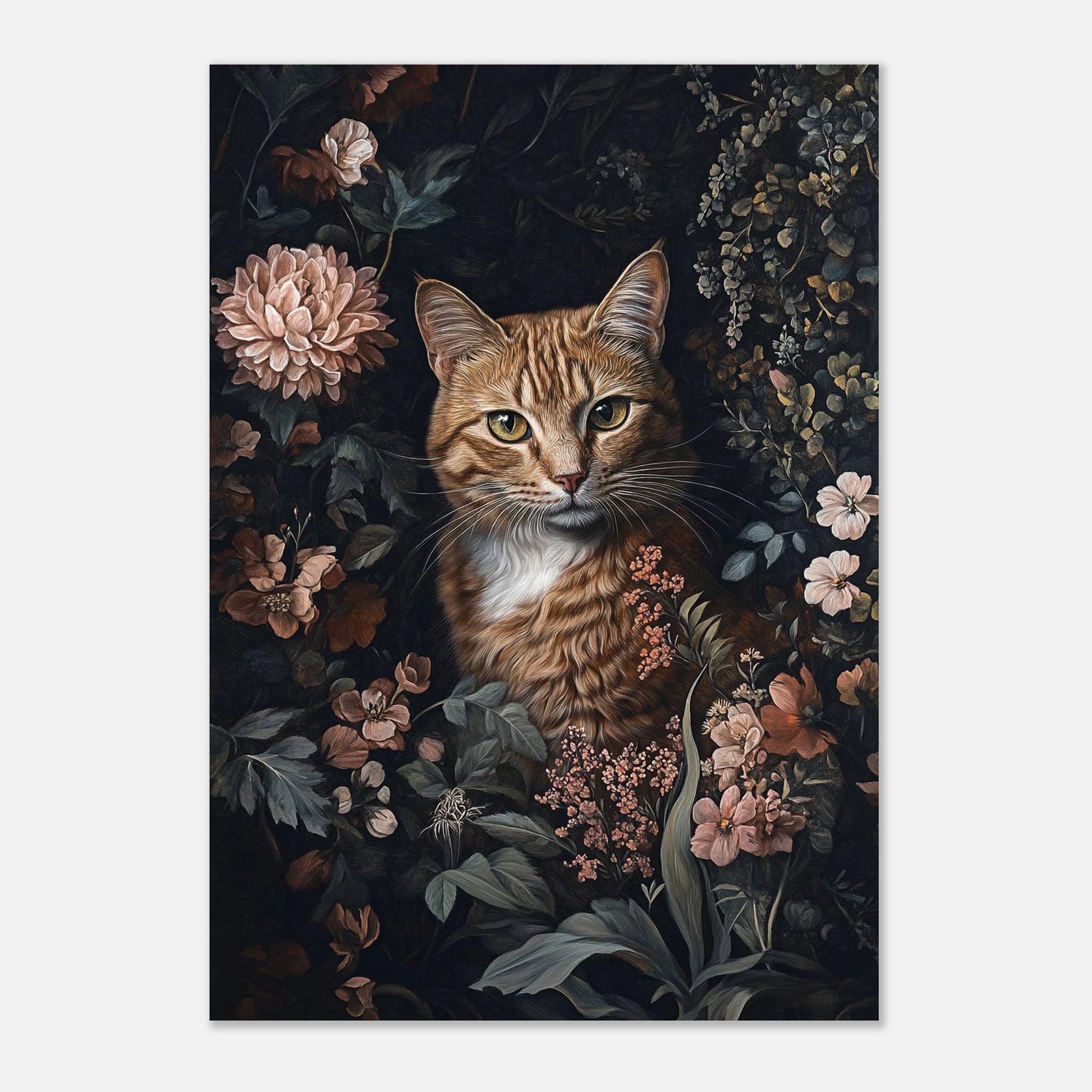 Kattens hemliga trädgård poster med fokus på blick och pälsstruktur