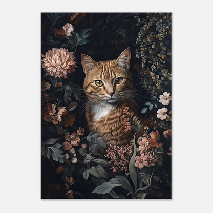 Kattens hemliga trädgård poster med fokus på blick och pälsstruktur
