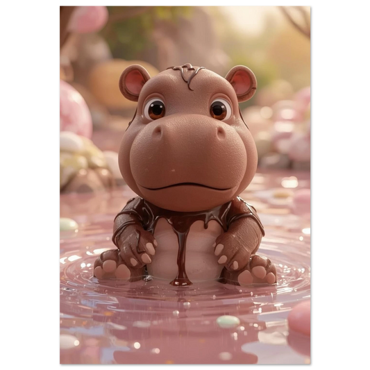 Flodhästunge av choklad i en rosa godispöl med strössel – 3D-illustration